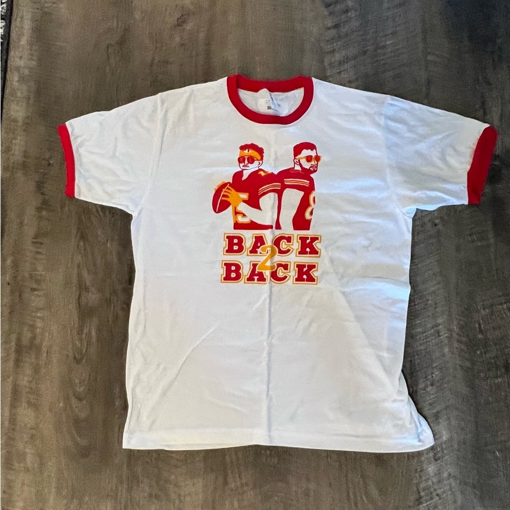 Men’s Kansas City Chiefs Mahomes/Kelce White and Red Graphic Men's T-Shirt